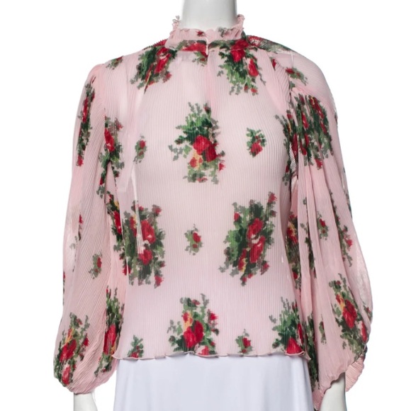 Ganni pink floral print blouse - size M (DK36/US6) - Picture 1 of 4